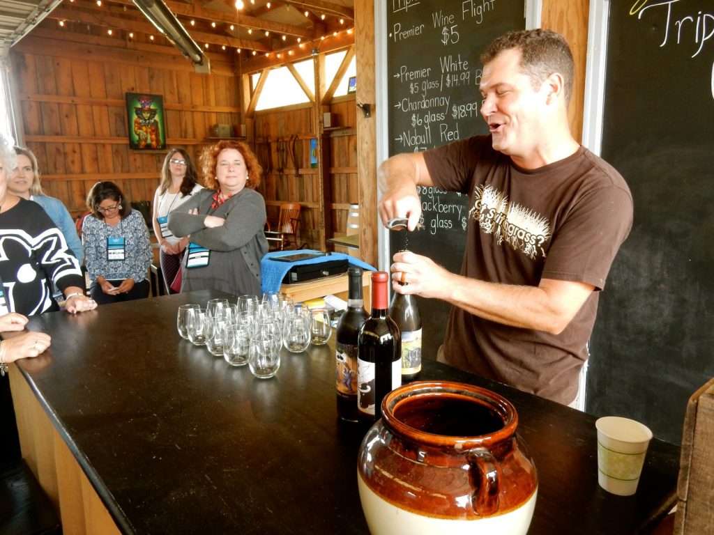 Wine pour at Triple Creek Winery