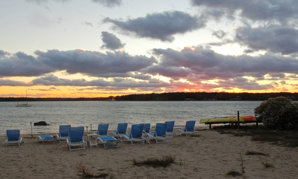 Rams Head Inn beach at sunset Shelter Island NY