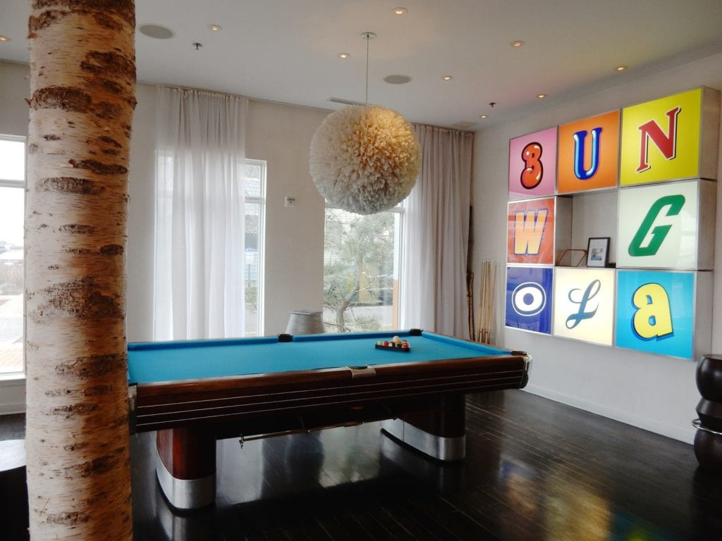 Lobby with Pool Table, Bungalow Hotel