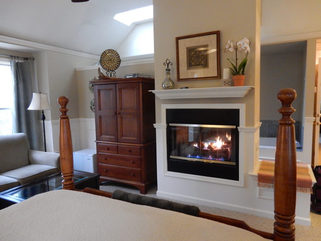 Double sided fireplace Wooden Duck BnB NJ