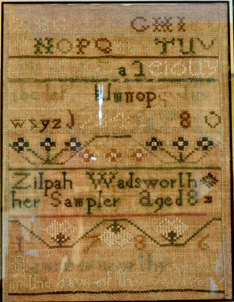 Zilpah Wadsworth hand-sewn sampler