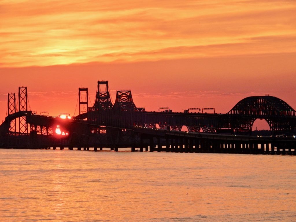 Sunset from Kent Island MD over Chesapeake Bay Bridge
