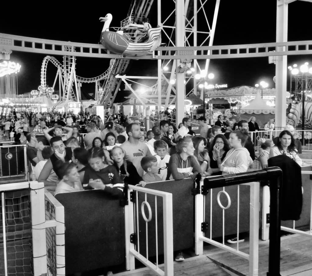 Waiting to get on the ride at Morey's Piers Wildwood NJ