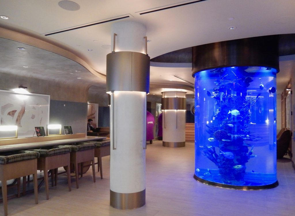 Dream Midtown NYC - a Hyatt - lobby with fish tank.