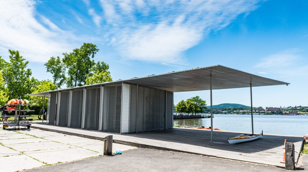 AIA award-winning Kayak Pavilion at Long Dock Point Park in Beacon, New York.