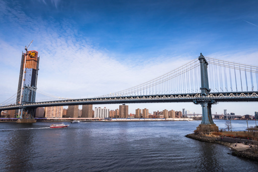 The Manhattan Bridge, as seen from @EmpireStores roof. The suspension bridge runs over the East River, connecting Lower Manhattan at Canal Street with Downtown Brooklyn at the Flatbush Avenue Extension.