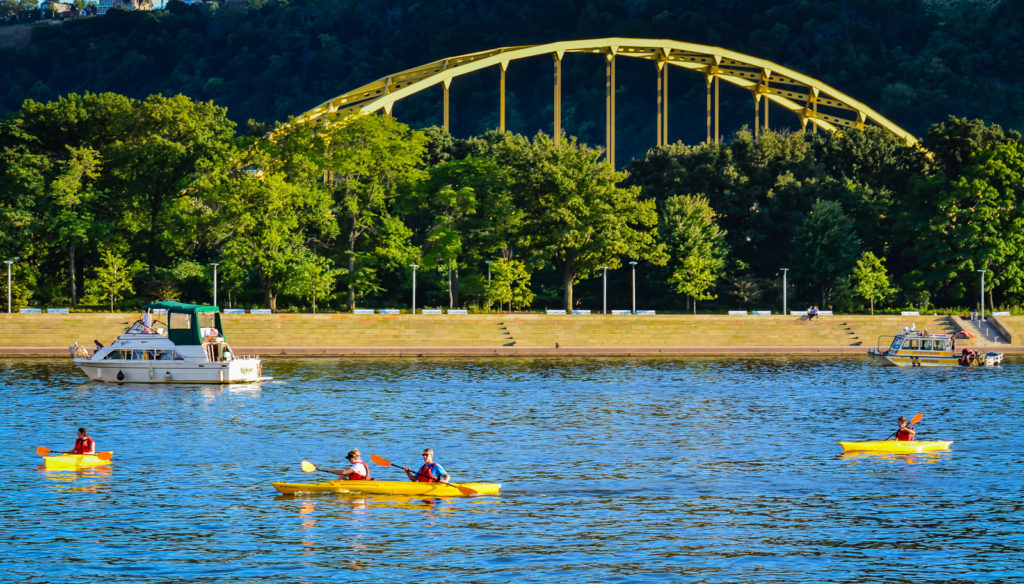 Fort Pitt Bridge and Kayaks - Pittsburgh, PA