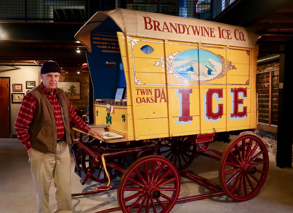 Pete Stack and ice wagon Antique Ice Tool Museum West Chester PA