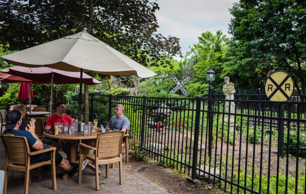 Outdoor seating at Cold Spring Depot Restaurant.