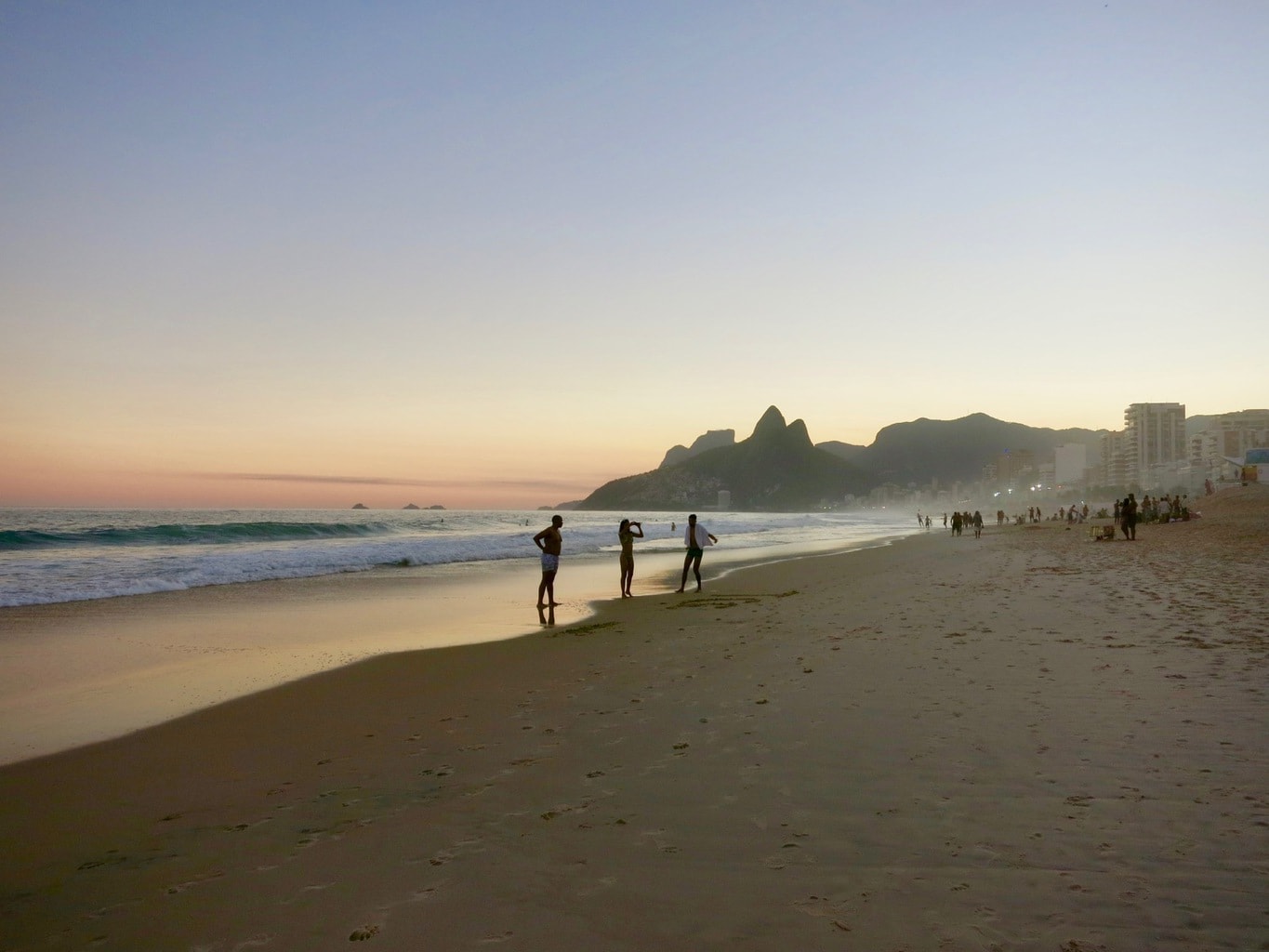 Ipanema Beach at sunset, Rio Brazil