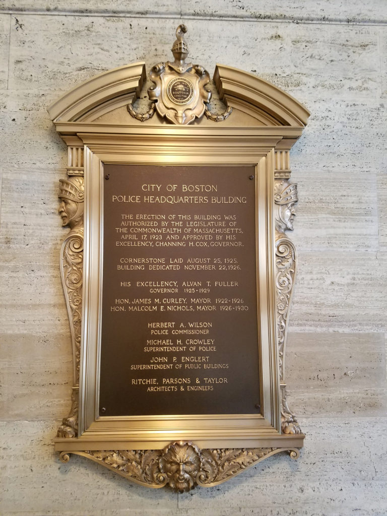 Historic Police Headquarters Plaque, Loews Boston