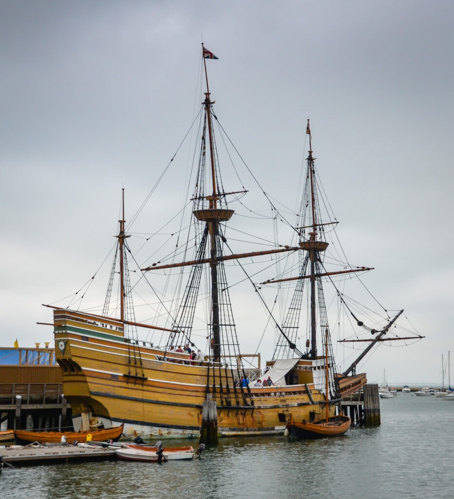 Mayflower II in Plymouth, Massachusetts before undergoing restoration in 2019-2020.