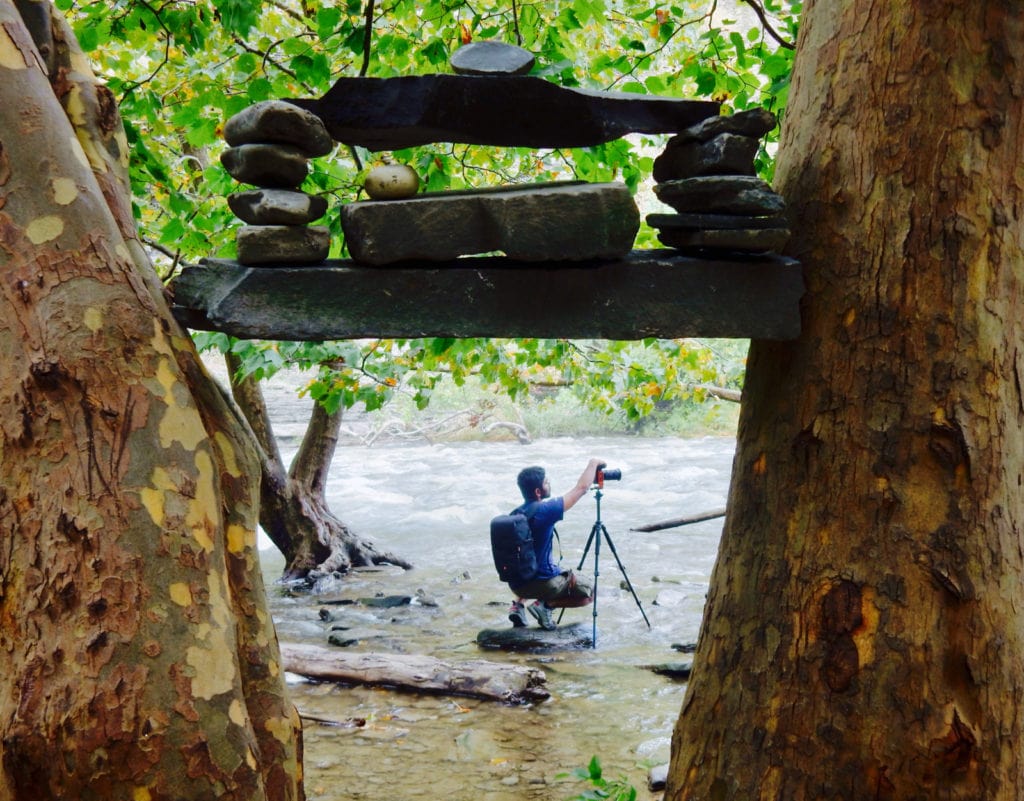 Setting up a shot at Ithaca Falls NY