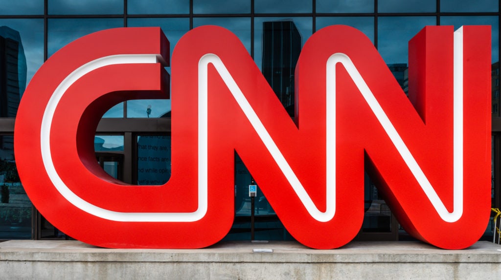 Red CNN Sign on at CNN Center 