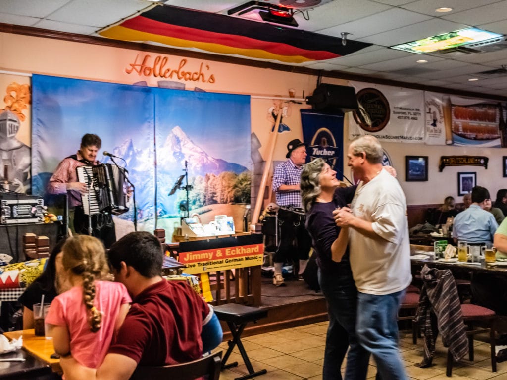 Polka dancing at Hollerbacks German Restaurant in Sanford Florida