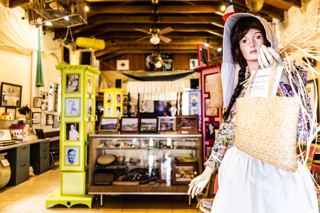 Historical displays inside the French Heritage Museum on St. Thomas US Virgin Islands