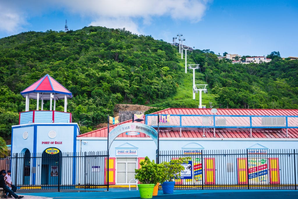 Paradise Point gondola behind Havensight Mall on St. Thomas US Virgin Islands