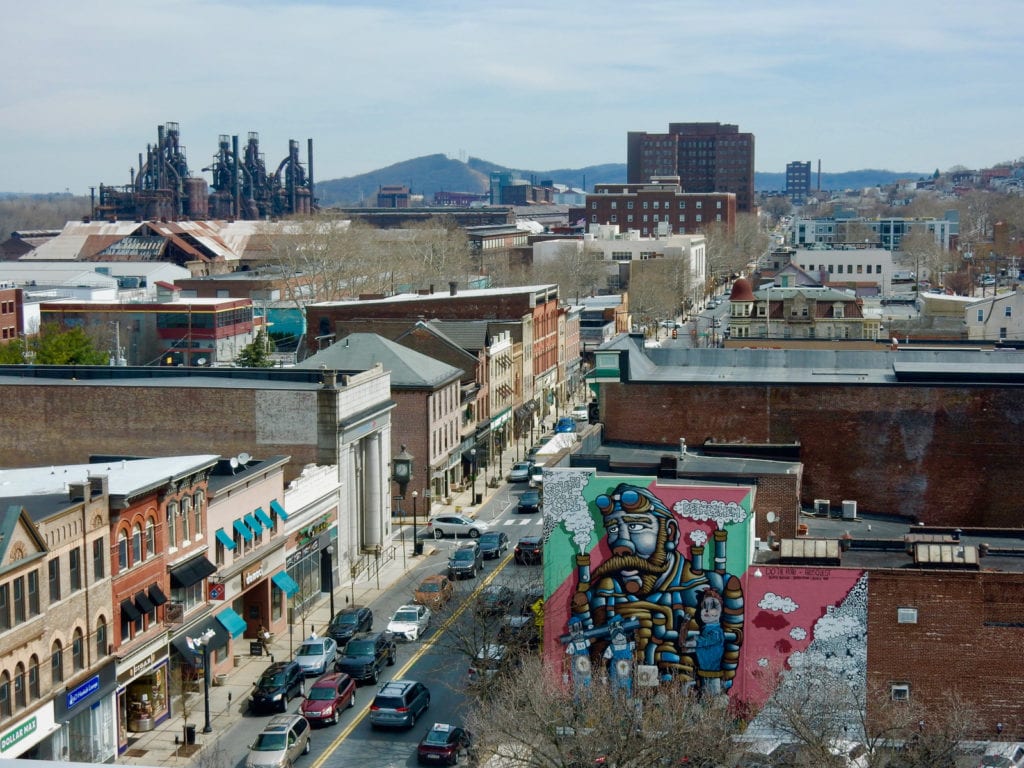 3rd St Bethlehem PA With SteelStacks view from Zest Restaurant Bethlehem PA