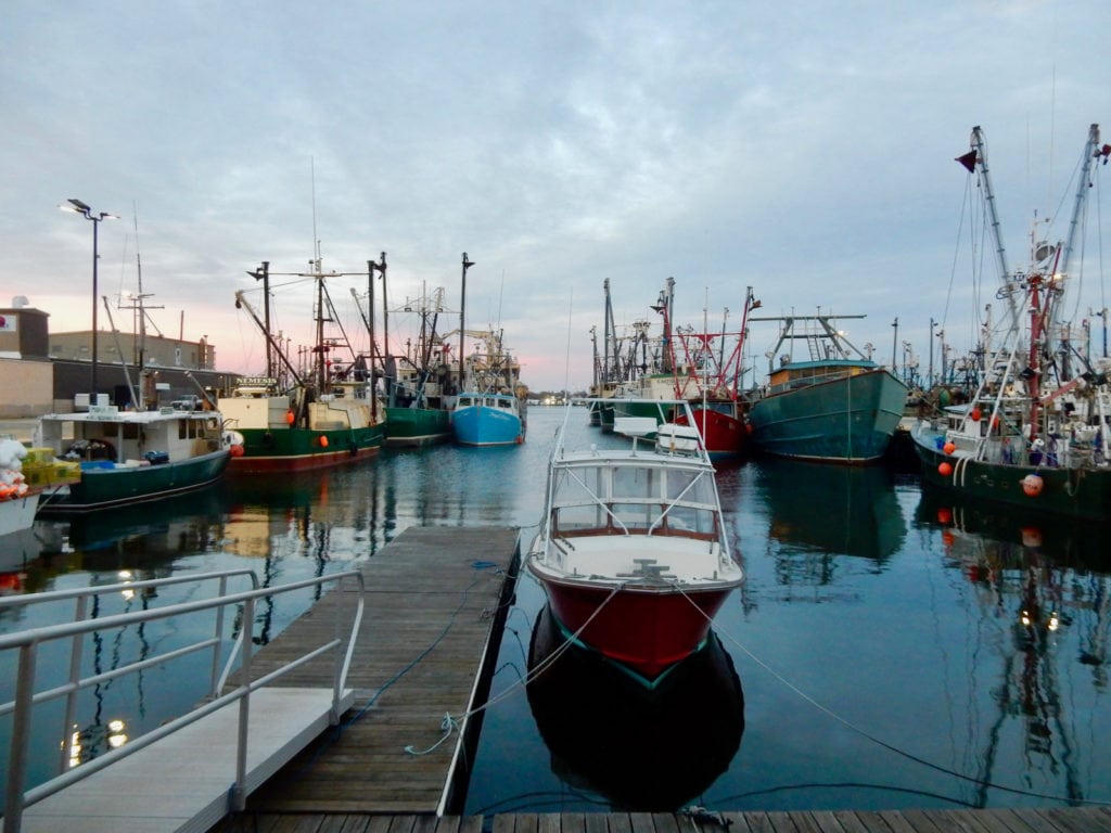 New Bedford MA docks at sunset