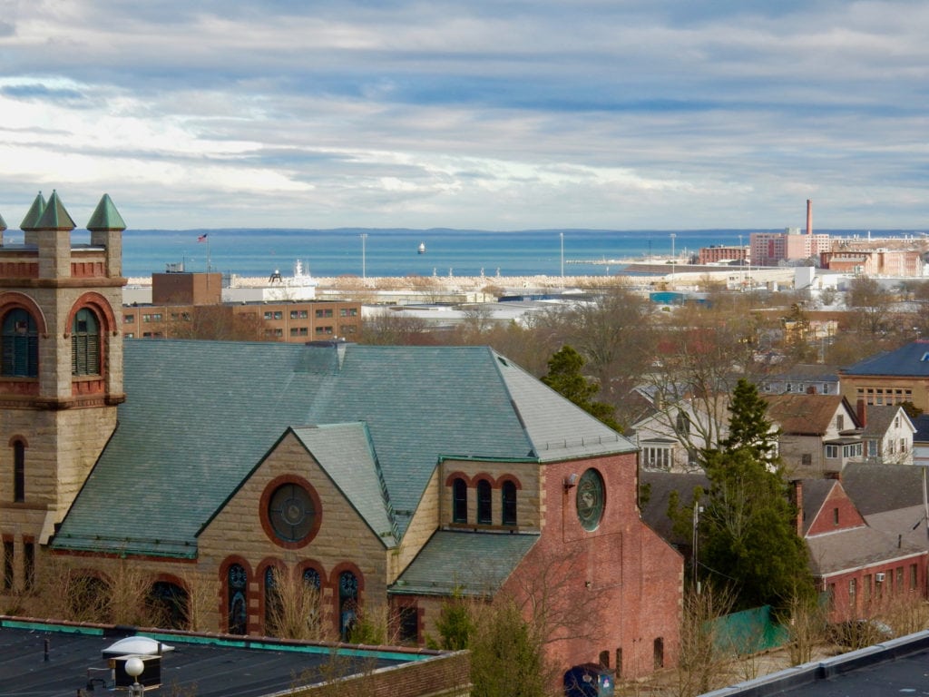 Long view from New Bedford Harbor Hotel MA