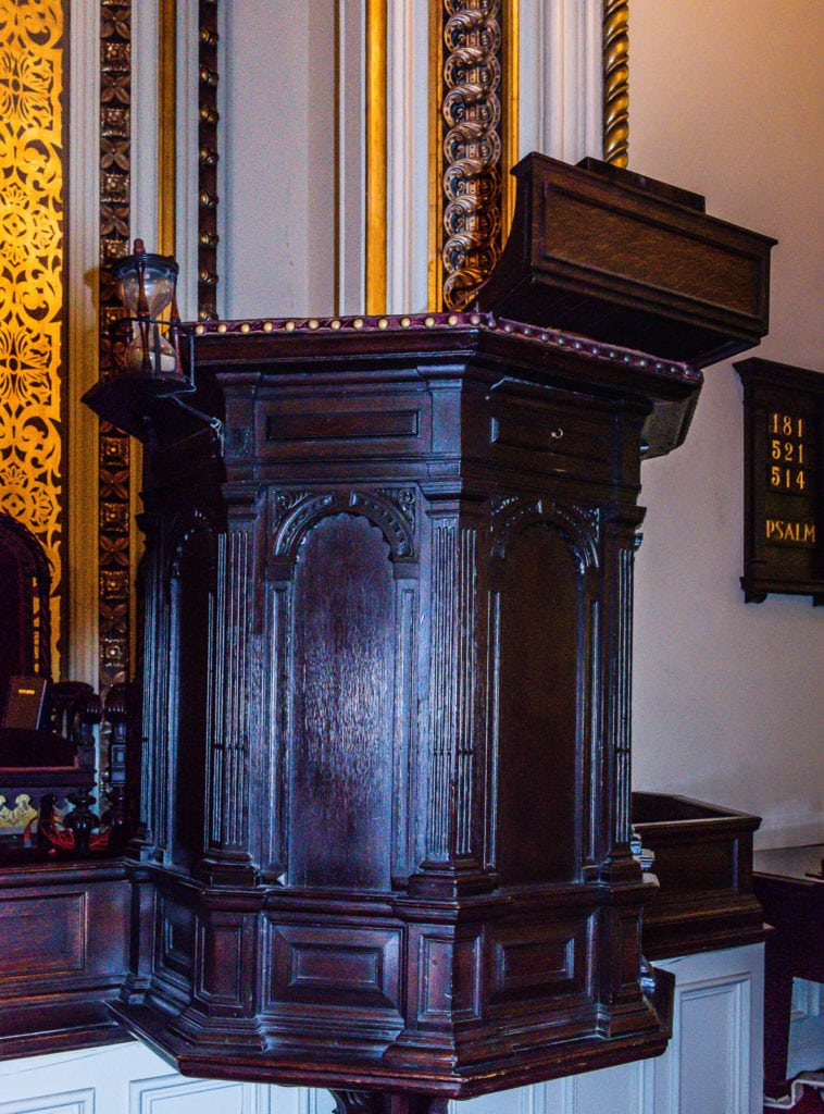 First pulpit at First Church in Albany NY.