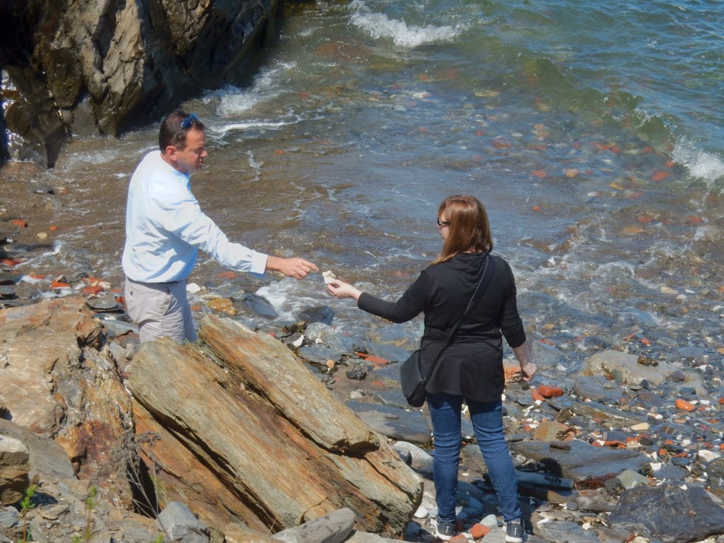 GM Gil Hartman and island resident on Seaglass Beach Diamond Cove ME