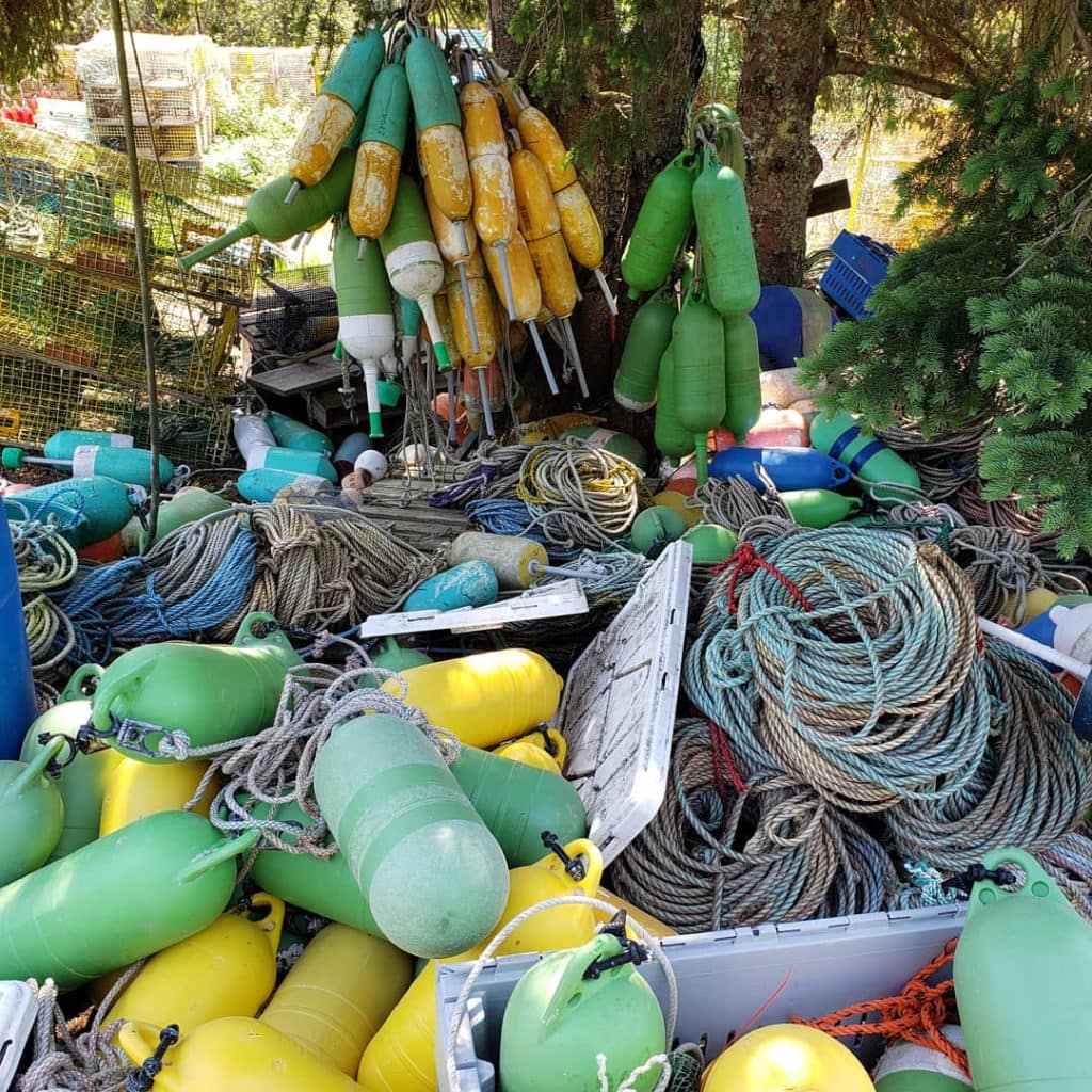 Lobster Buoys on shore