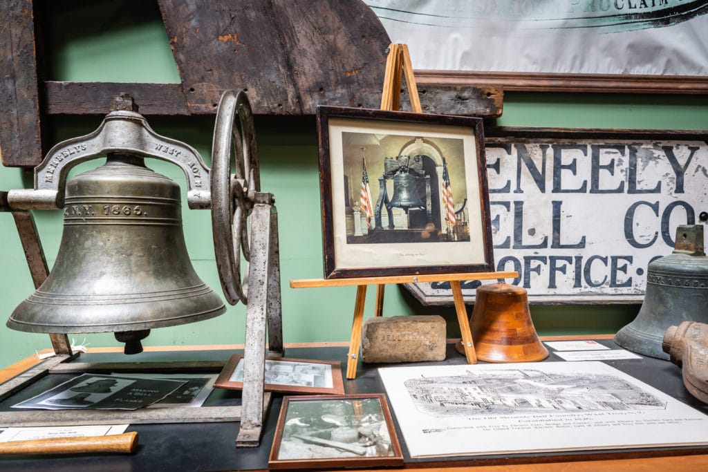 Bell display at Burden Ironworks Museum in Troy NY.