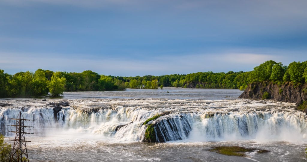 Wide exterior view of Cohoes Falls.