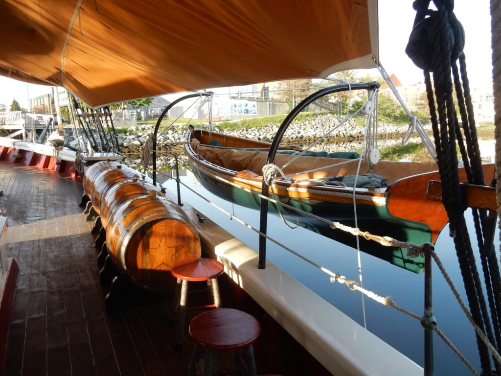 Stephen Taber keeps two wooden dinghies