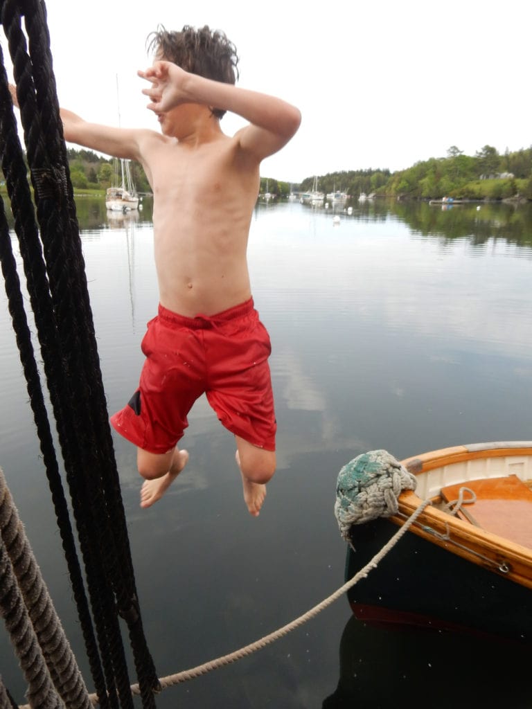 Swimming of Windjammer Schooner