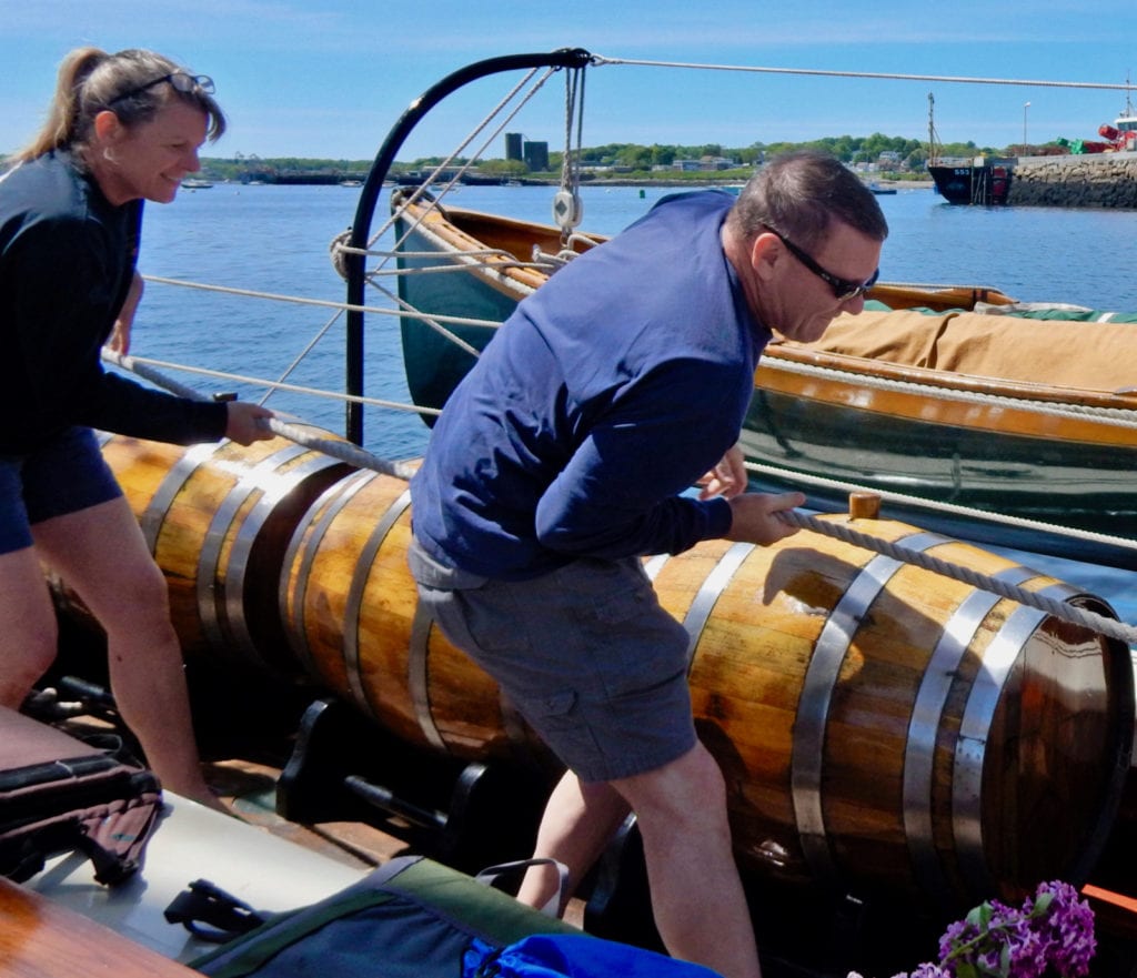 Hoisting sails on Windjammer