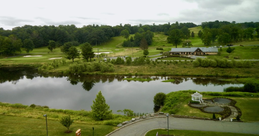 View of golf course and pond at Mount Airy Casino 