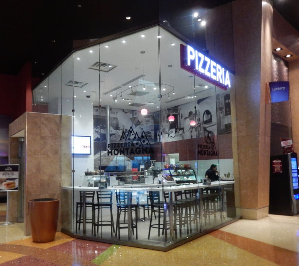 Glass enclosed pizzeria at Mount Airy Casino
