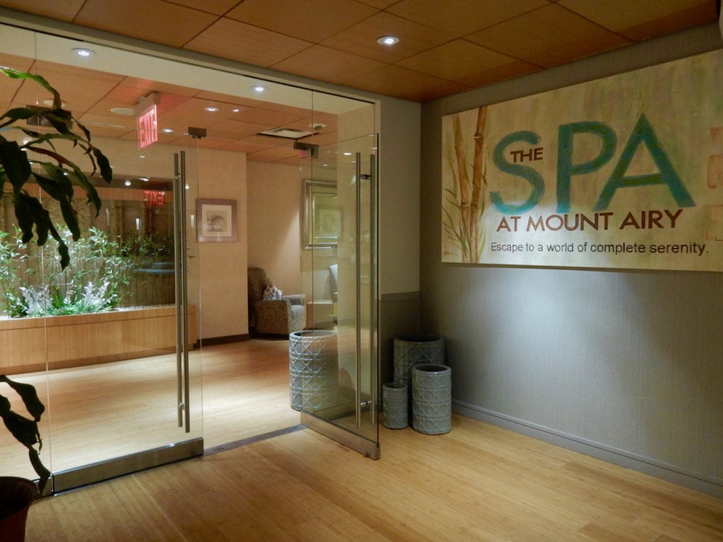 Spa sign and entrance to the Spa at Mount Airy Casino Resort