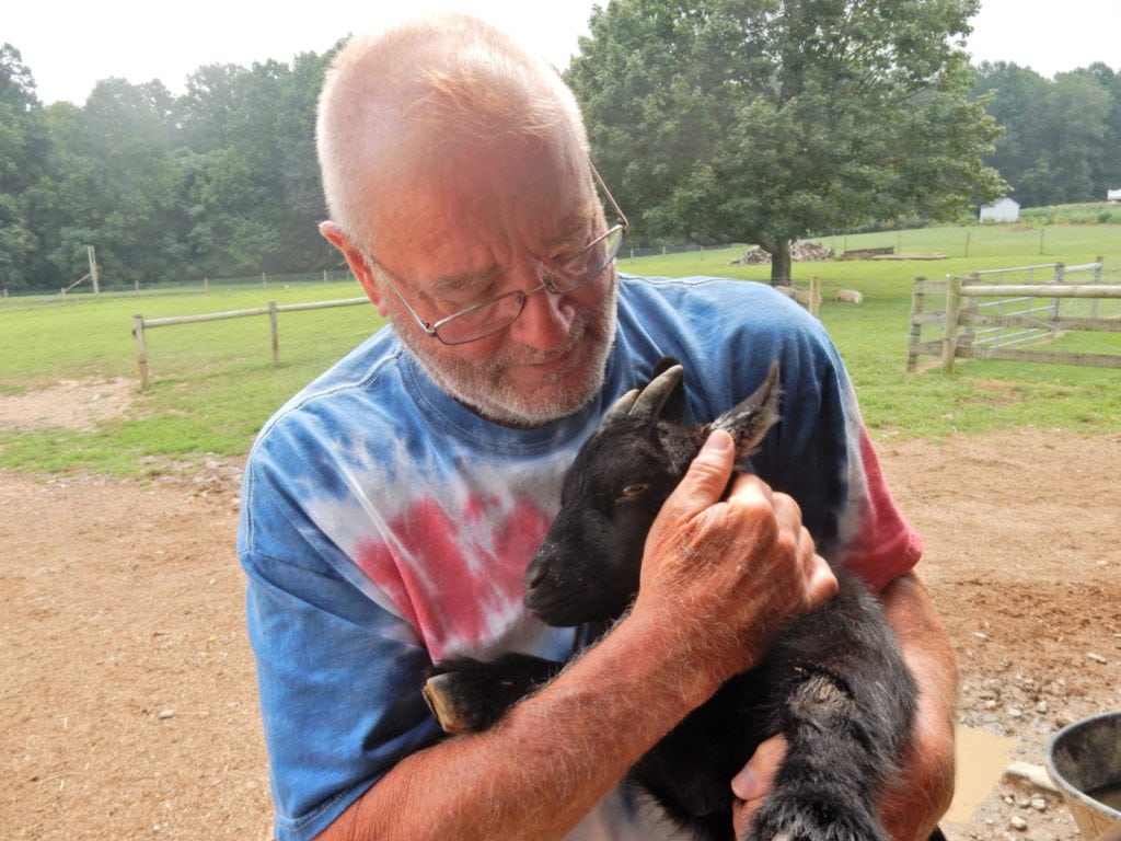 Strasburg Scooter guide Ross Immediato with baby goat