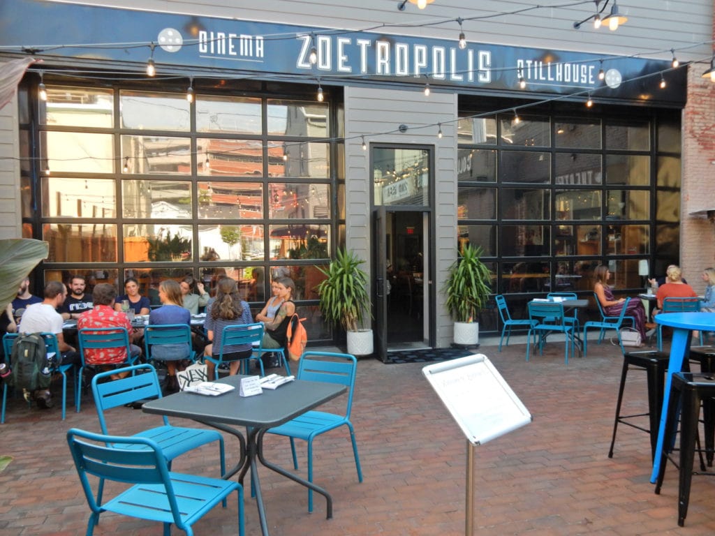 Outdoor seating area at Zoetropolis in Lancaster PA