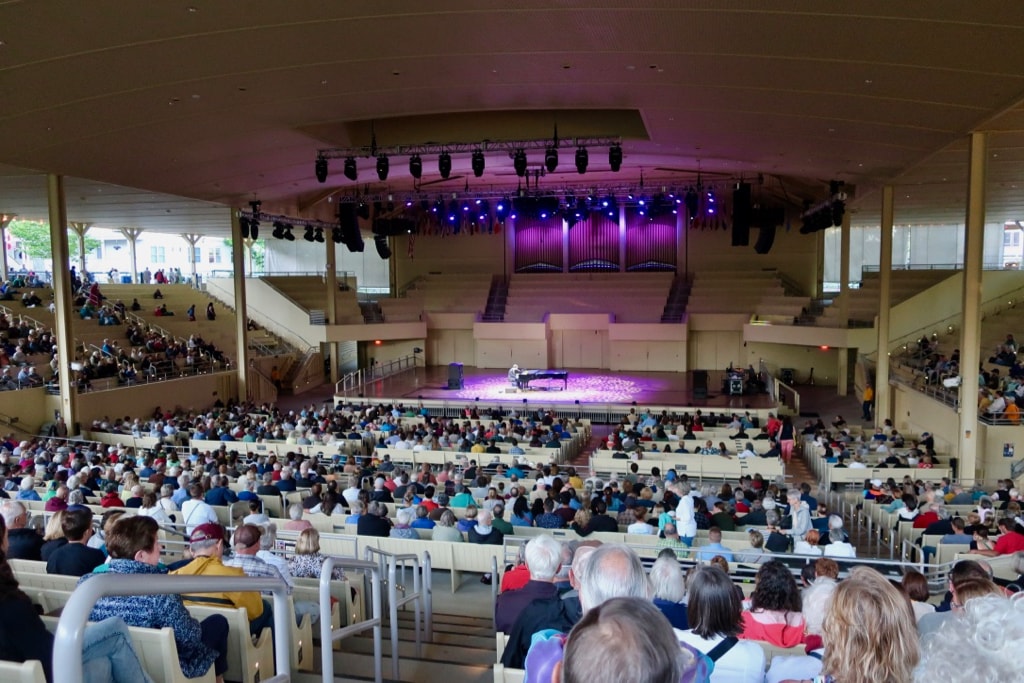 Chautauqua Institution amphitheater is full for most lectures and evening entertainment