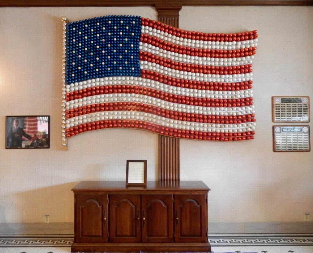 Corning Bulb American Flag, Lobby of the Penn Wells Hotel, Wellsboro PA