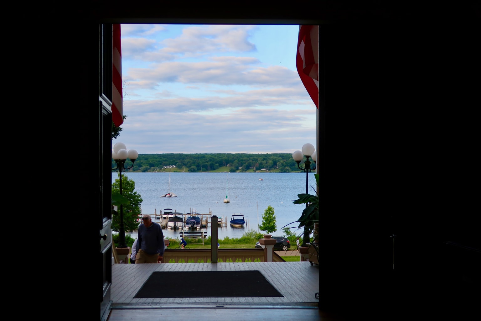 Lake Chautauqua from the front door of the Atheneum Hotel NY