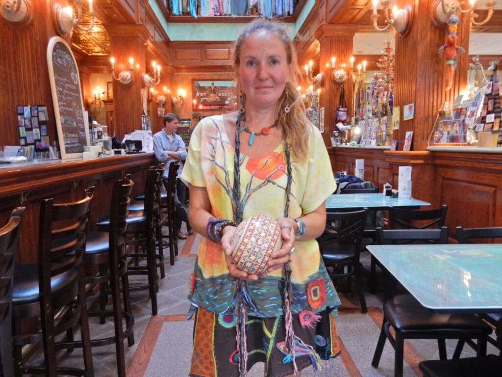 Olga with decorated Ukranian Egg, Coudersport PA