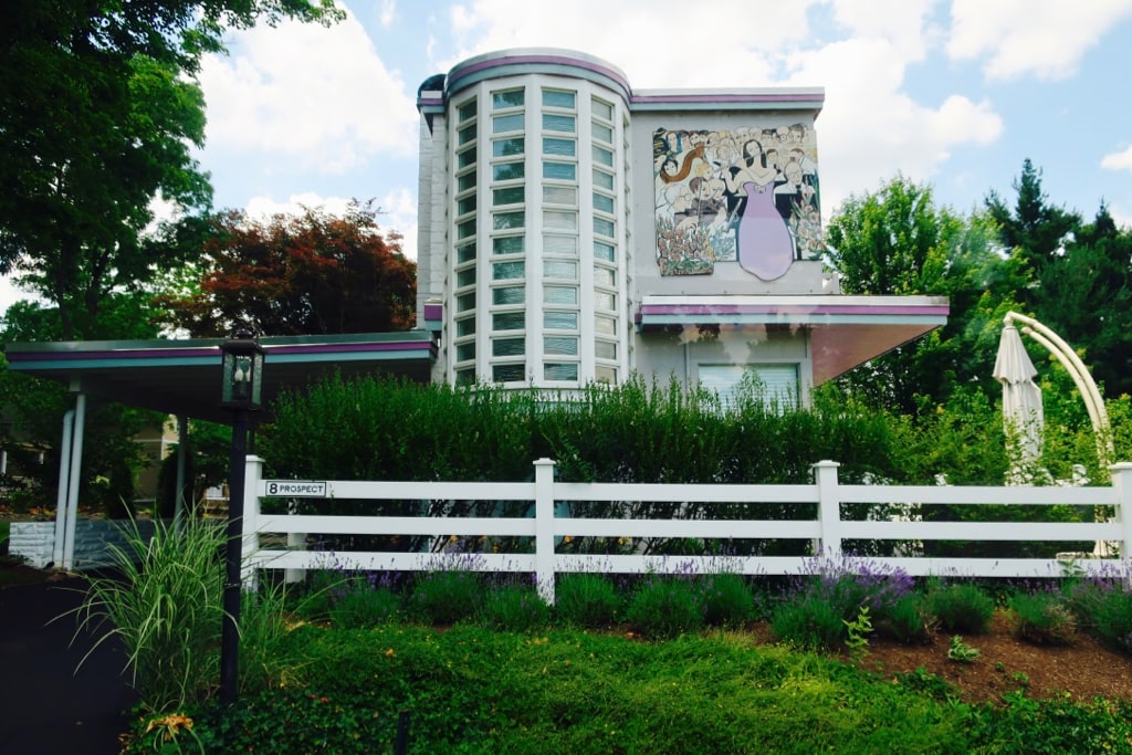 Funky private home with mural on Chautauqua Institution campus NY