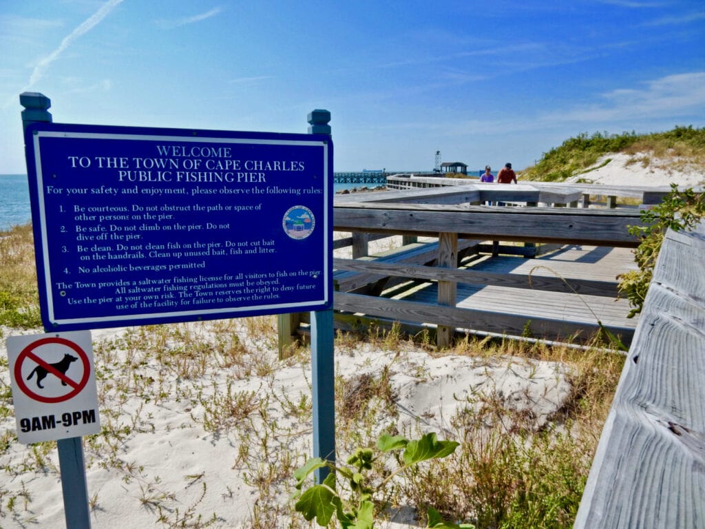 Fishing pier - boardwalk that runs beside Cape Charles Beach 