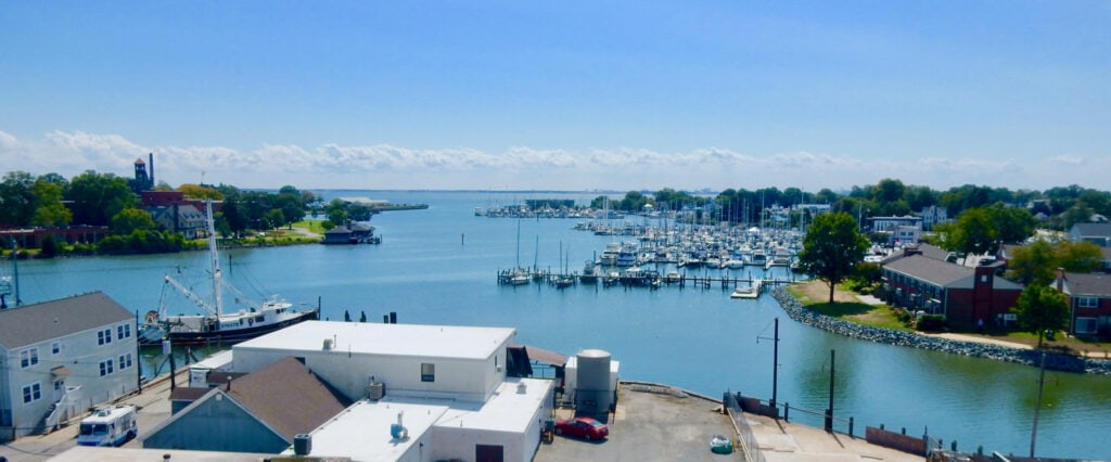 Hampton VA harbor from roof deck of Virginia Air and Space Museum