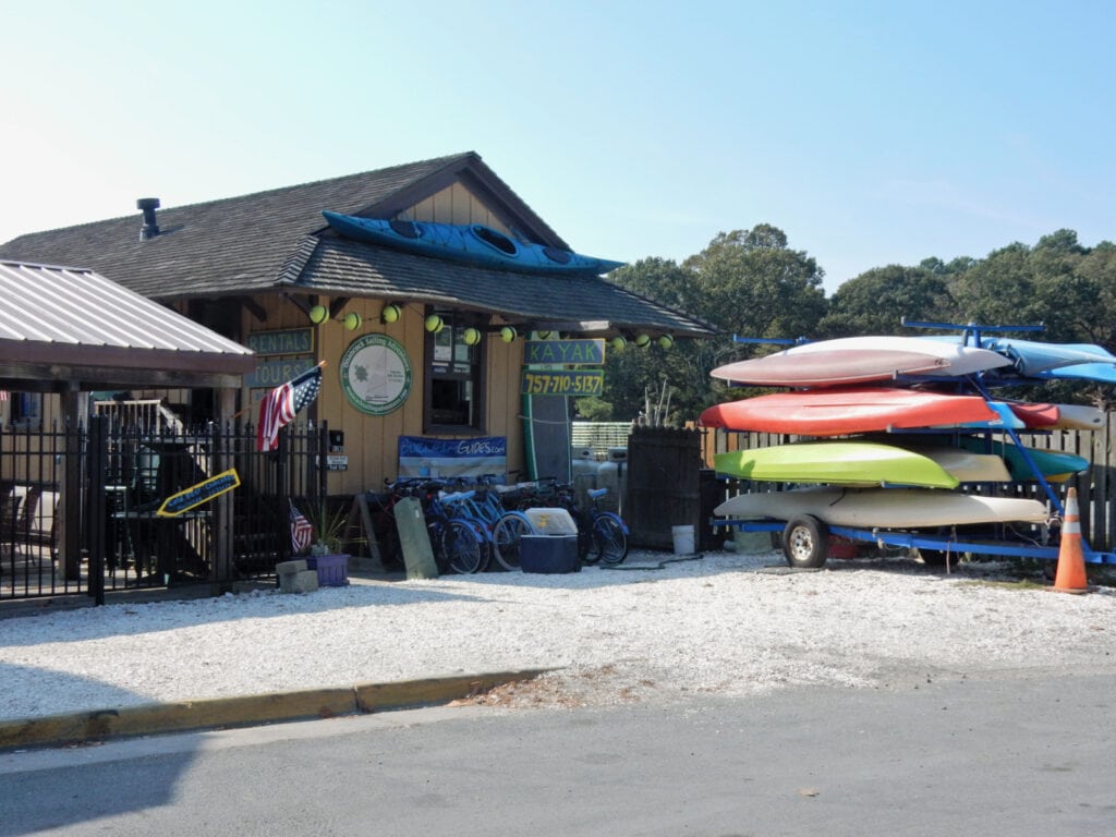 Kayaks on shore in Onancock VA