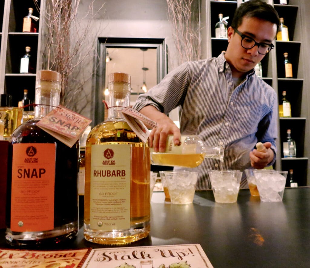 Pouring drinks at Art in the Age Philadelphia PA