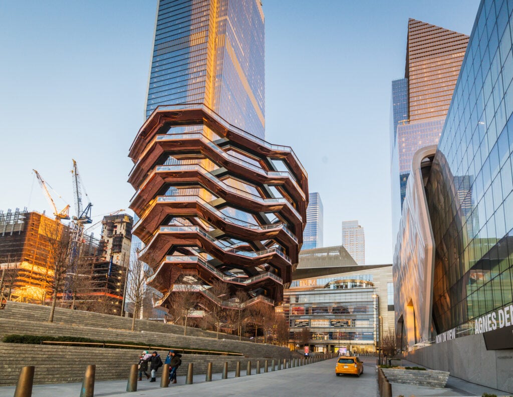 The Vessel and The Shed seen within Hudson Yards Redevelopment Zone
