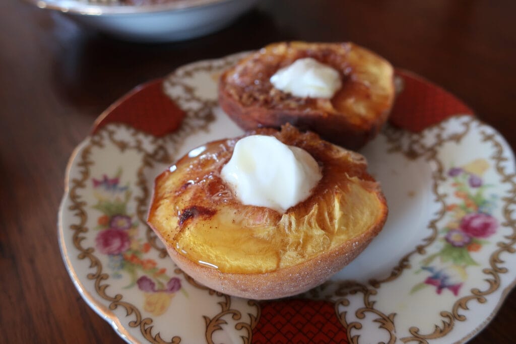 Baked Peaches honey Greek Yogurt
