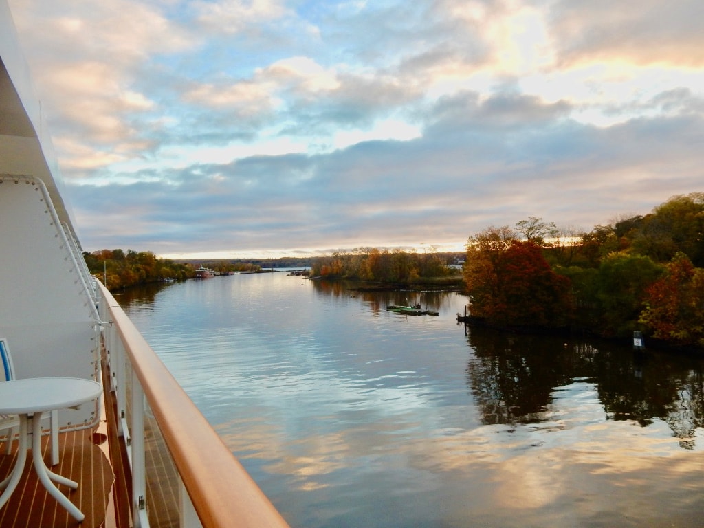 Sunrise on the Hudson River from American Cruise Line from NYC Up the Hudson River NY