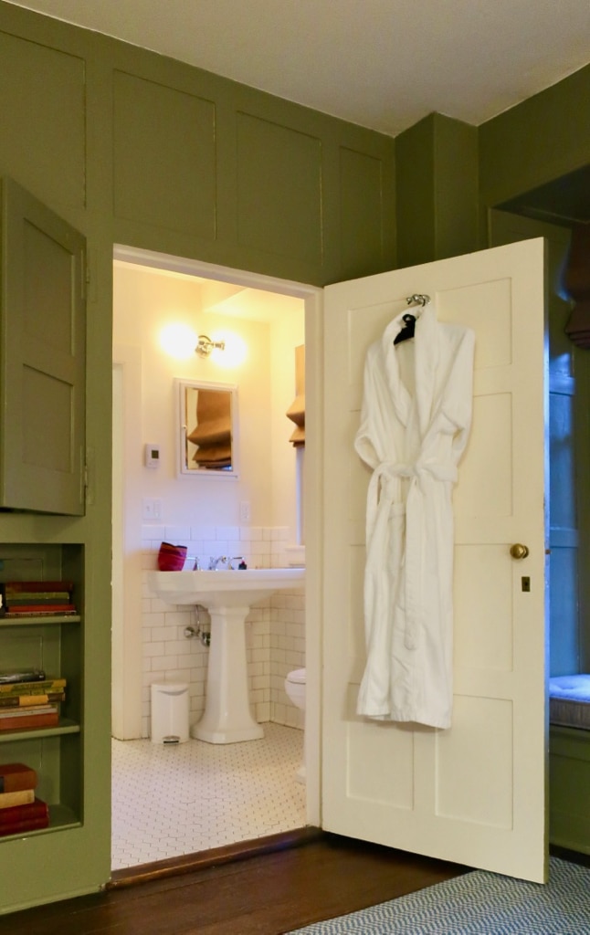 Troutbeck guest room robe and bathroom NY